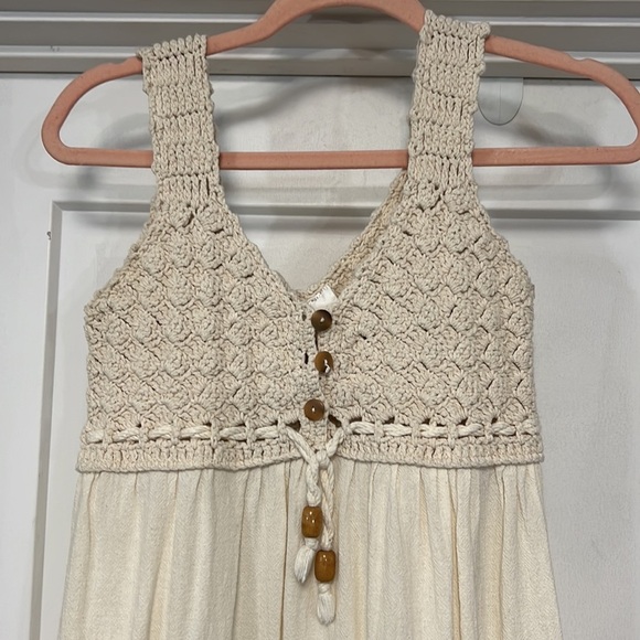 BOHO CROCHET COTTON BOHO MINI DRESS SIZE XS - Picture 1 of 14